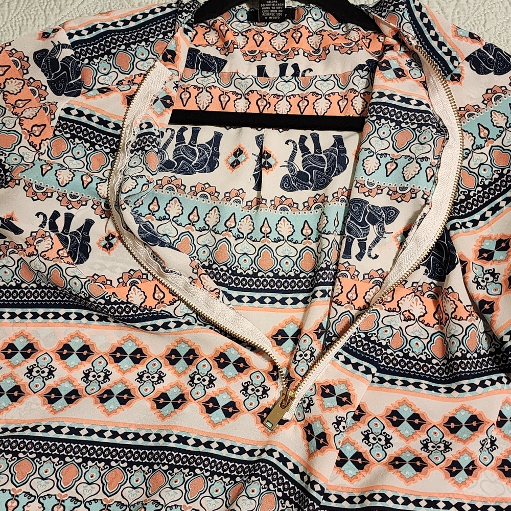 Rue21 boho elephant print boho chiffon blouse - Picture 6 of 8